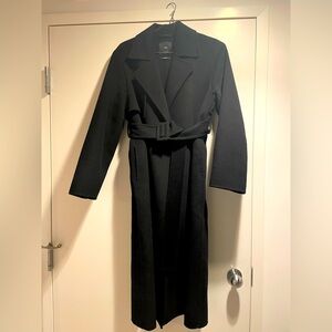 Black wool Mango wrap coat